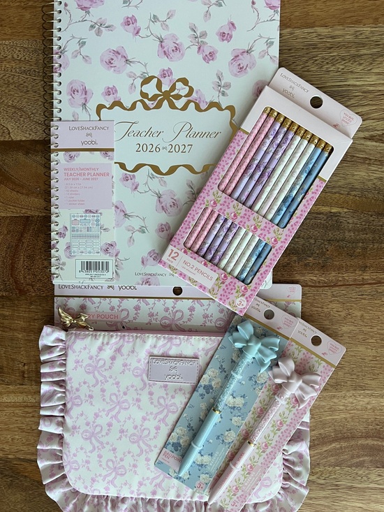 LoveShackFancy Other - LoveShackFancy Pink Floral Teacher Planner & Accessories Set